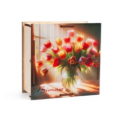 Набір цукерок "Тюльпани в сонячних променях" (дерев'яна коробка) – 500 г