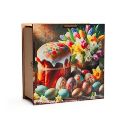 Набір цукерок "Паска та писанки" (дерев'яна коробка) – 500 г